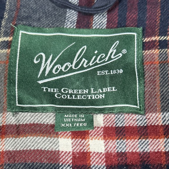 Woolrich Shirt Jacket Mens 2XL Navy Flannel Lined Plaid Green Label Shacket - Picture 3 of 6